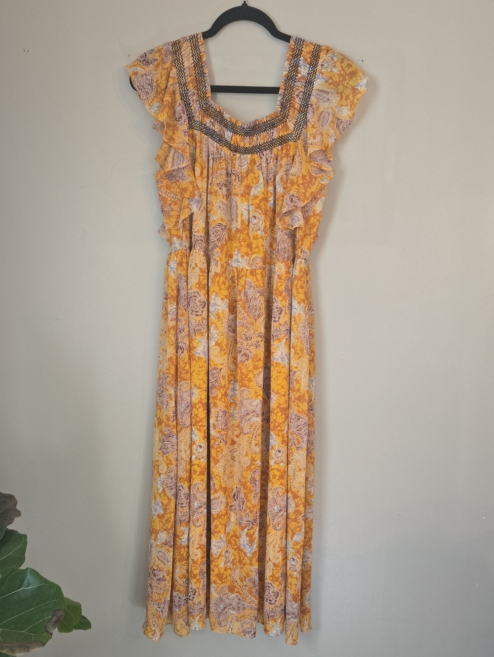 JODIFL - Yellow Paisley Ruffle Maxi Dress